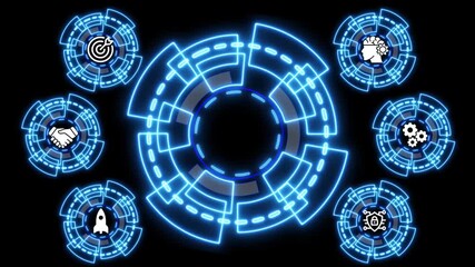 Futuristic technological interface depicting digital innovation and business strategy