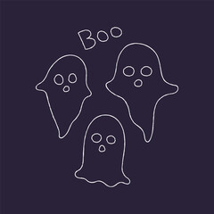 Cute ghosts Halloween hand drawn vector illustration