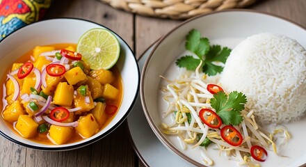 Spicy Mango Salad  Rice Dish.