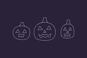 Halloween pumpkins hand drawn vector illustration