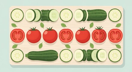 Sliced Cucumbers with Tomatoes, and Zucchini. (1)
