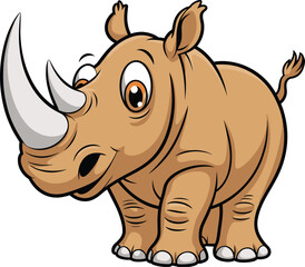 Cartoon rhinoceros, vector animal, smiling rhino, kids illustration, playful wildlife, children clipart, friendly horned beast, jungle character, fun drawing, educational art