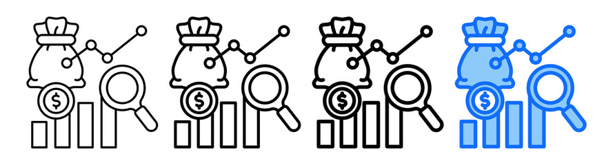 Cost Analysis Icon In Different Styles Set Collection
