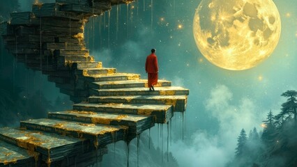 Moonlight staircase scene display