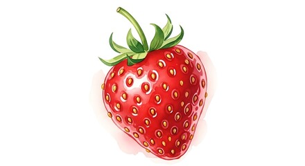 Juicy Red Strawberry Illustration.