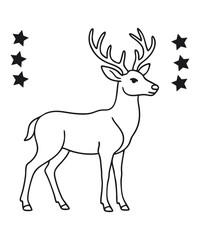 Vector illustration of dear isolated on white background. For kids coloring book.