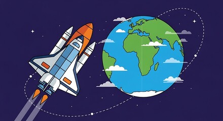 Space Shuttle Orbiting Earth.