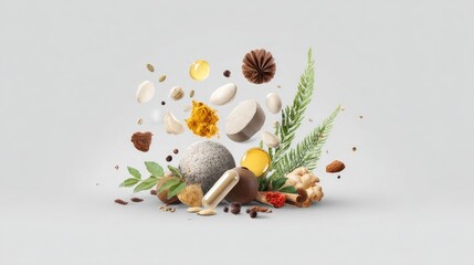 Obraz premium Nutritional supplement ingredients explode