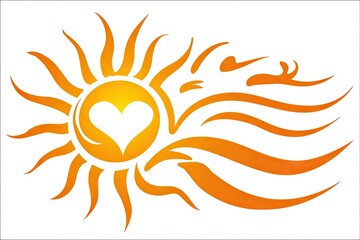 Naklejka premium Ornate sun with heart design.