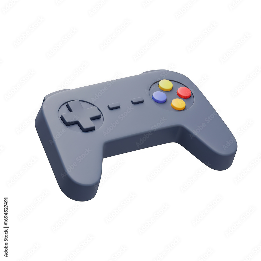 Poster retro gaming controller 3d render isolated on transparent background