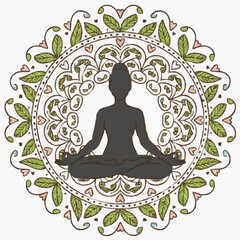 silhouette of a woman meditating