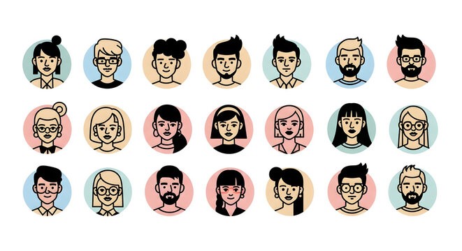 Diverse modern avatars showcase varied styles, representing community and connection beautifully - Powered by Adobe