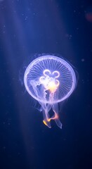 Mesmerizing jellyfish dances in ocean current with ethereal light