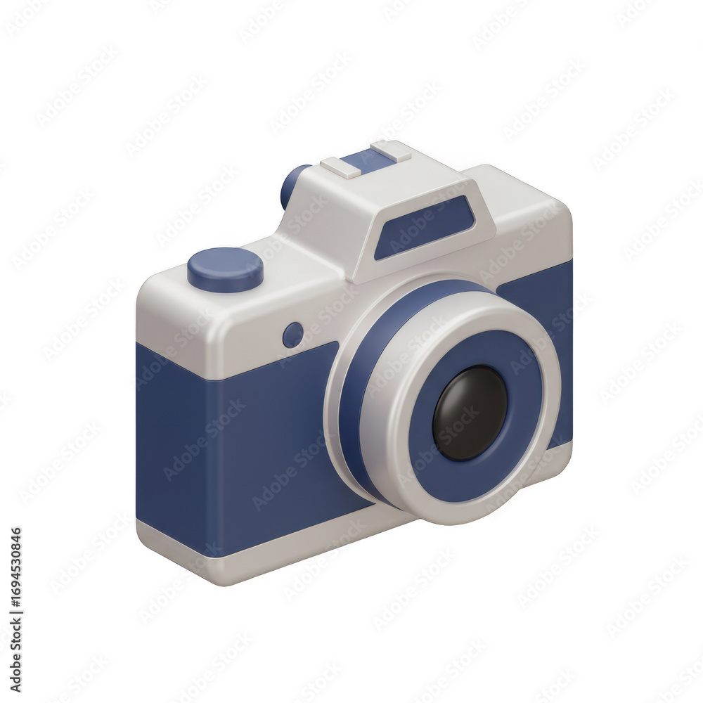 Poster stylized 3d model of a camera icon isolated on transparent background
