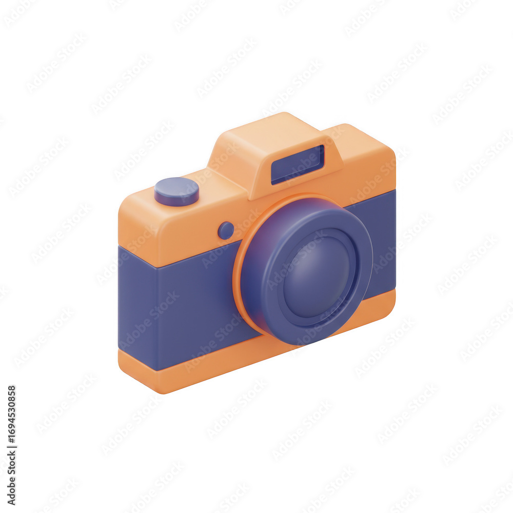 Poster 3d render of a cartoon camera icon isolated on transparent background