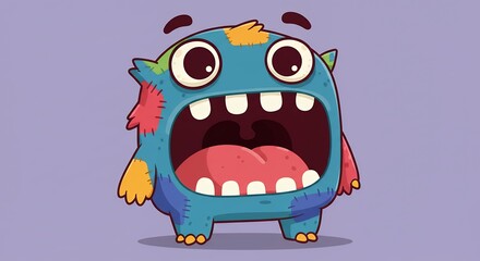 Cartoon monster character with open mouth and wide eyes illustration