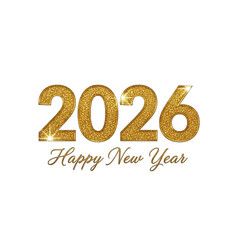 Golden 2026 and Happy New Year Script on Transparent Background Festive Design