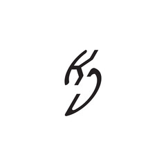 gaming monogram Black  curved oval shape alphabet letter initial logo vector KJ