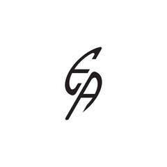 gaming monogram Black  EA initial logo vector curved oval shape alphabet letter