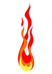 Illustration of stylized fire or flame. Burning red fire or bonfire.