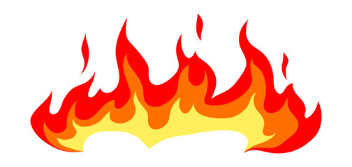 Illustration of stylized fire or flame. Burning red fire or bonfire.