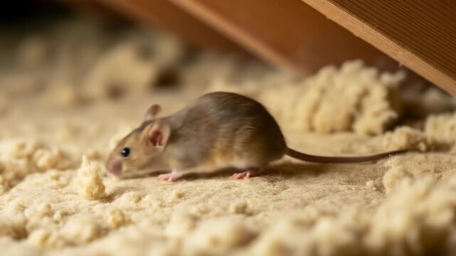 Small mouse exploring a textured surface in a close-up shot