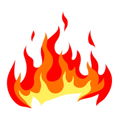 Illustration of stylized fire or flame. Burning red fire or bonfire.