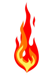 Illustration of stylized fire or flame. Burning red fire or bonfire.