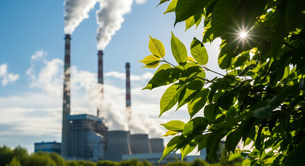 Environmental Impact Industrial Pollution and Greenery's Contrast – A Balancing Act