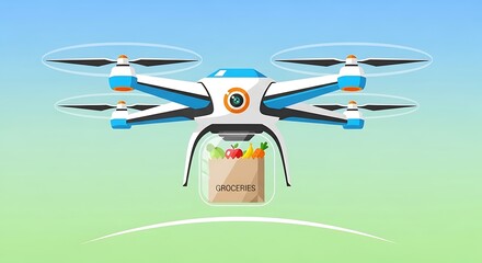 Drone delivering groceries.