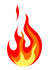 Illustration of stylized fire or flame. Burning red fire or bonfire.