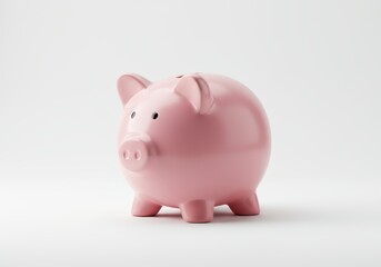 Obraz premium A glossy pink piggy bank stands alone against a plain white background.