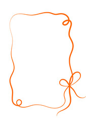 Elegant ribbon frame outline. Minimalist hand drawn frame with bow and swirls.