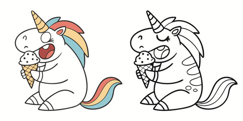 Cute vector cartoon rabbit and carrot coloring book for kids illustration