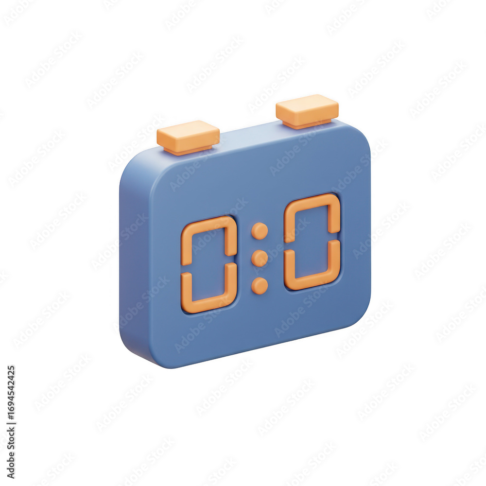 Aufkleber 3d render of a digital clock showing 0000 isolated on transparent background