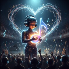Obraz premium Immersive Music Experience: Feel the Energy of Live Performance and Digital Harmony for Entertainment and Creative Projects