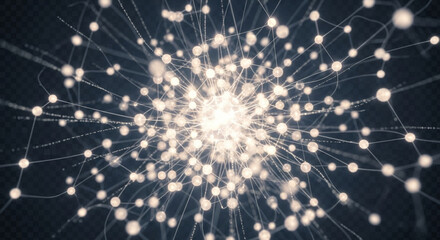 Fototapeta premium Neural node cluster with glowing connections, depth‑of‑field bokeh