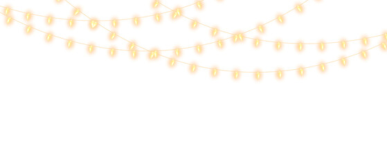 PNG Gold Garland Lights, Transparent Christmas Decoration Overlay, Minimal Winter Glow, Elegant Festive Background