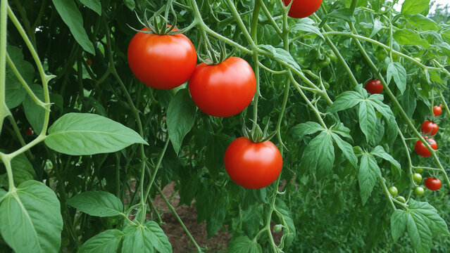 Tomatoes on the vine, red, fresh, gardening, food, ripe, vegetable - Powered by Adobe