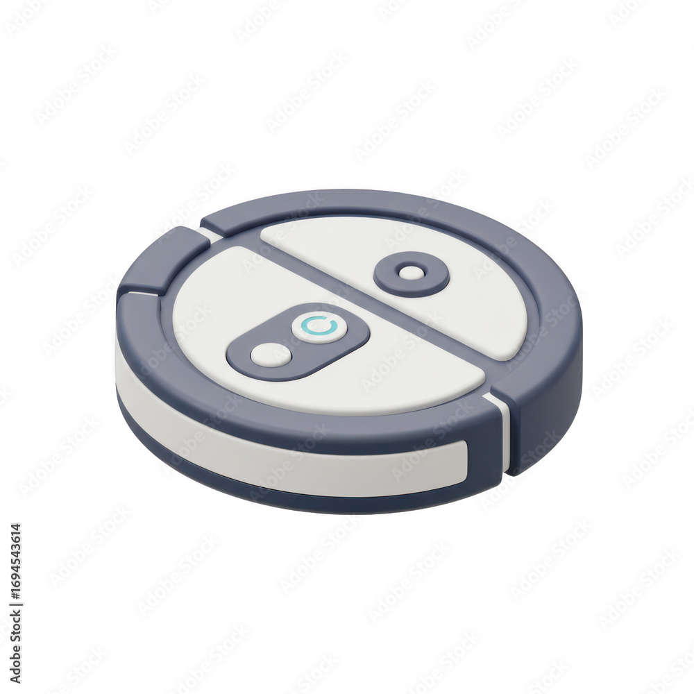 Poster 3d render of a smart robot vacuum cleaner isolated on transparent background