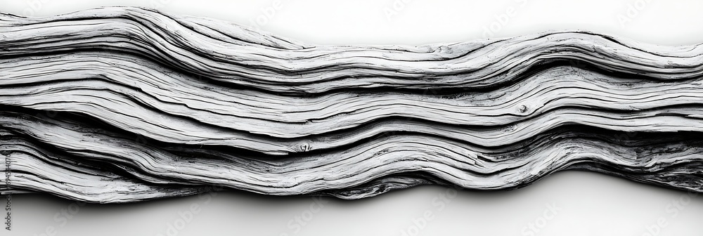 Poster a close-up of layered, textured sheets creating a wave-like pattern in monochrome, emphasizing depth