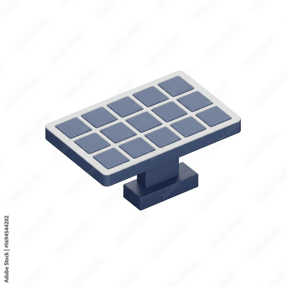 Poster isometric 3d model of a solar panel isolated on transparent background
