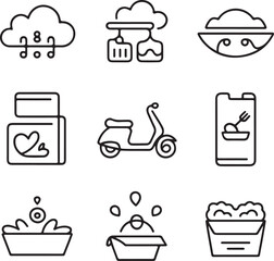 online, delivery, and, home, services, line, art, icon, set, for, mobile, applications, and, e-commerce, platforms, vector