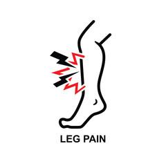 Leg pain icon. Shin hurts isolated on background vector illustration.Non AI generate