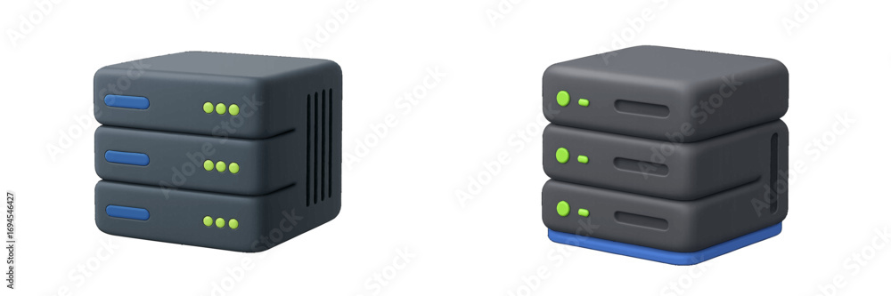 Poster multiple server units for digital data storage and processing in modern information technology envir