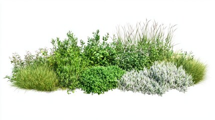 Fototapeta premium Group of different bushes plants green vegetation.