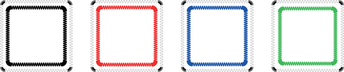 Abstract Square Paper Origami Banner Featuring Zigzag Brush Stroke Accents and Geometric Square Composition Vecto