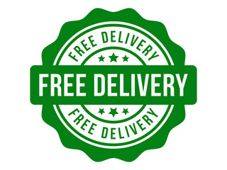 Green free delivery seal icon emblem offering shipping promotion for online retail and business isolated on transparent background