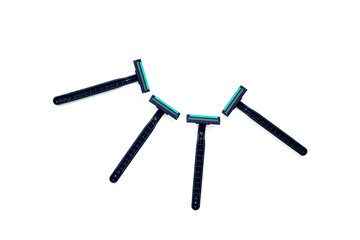 Composition of Disposable Razors on White Background, Hygiene and Grooming