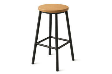 Modern wooden stool isolated on a transparent background, furniture design